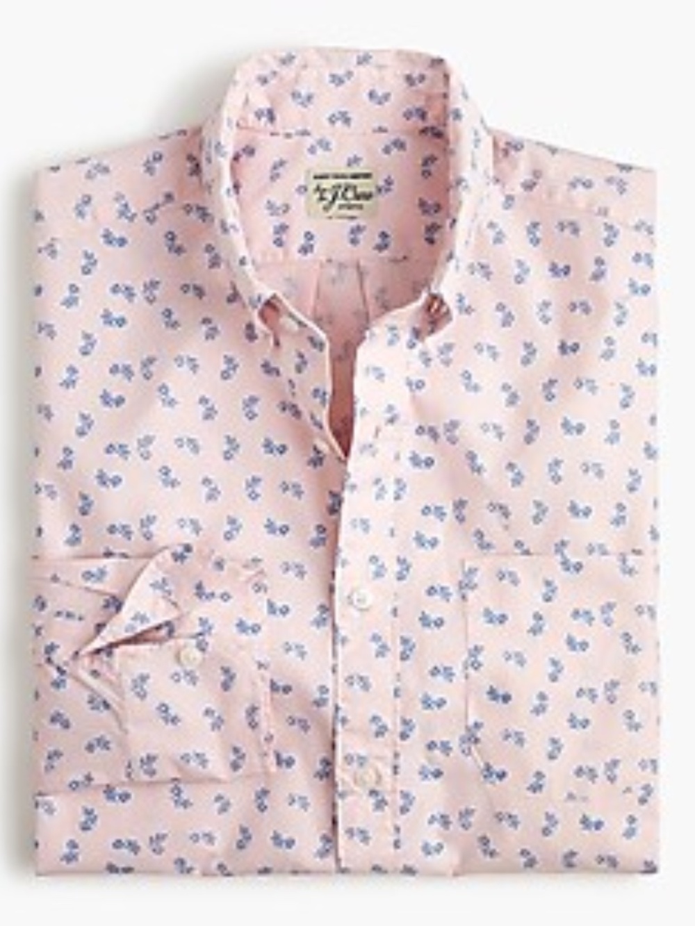 J. Crew Classic Stretch Secret Wash Button Down Shirt in Pink Branches